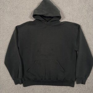 Vintage Russell Athletic Hoodie Mens Large Black Blank Pullover Sweatshirt Y2K